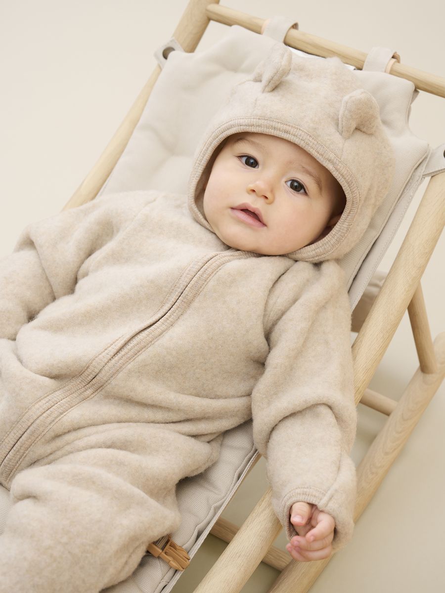HUTTEliHUT Ullfleecedress med Ører Camel Melange
