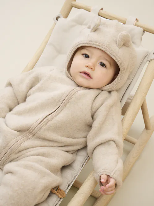 Hovedbilde HUTTEliHUT Ullfleecedress med Ører Camel Melange