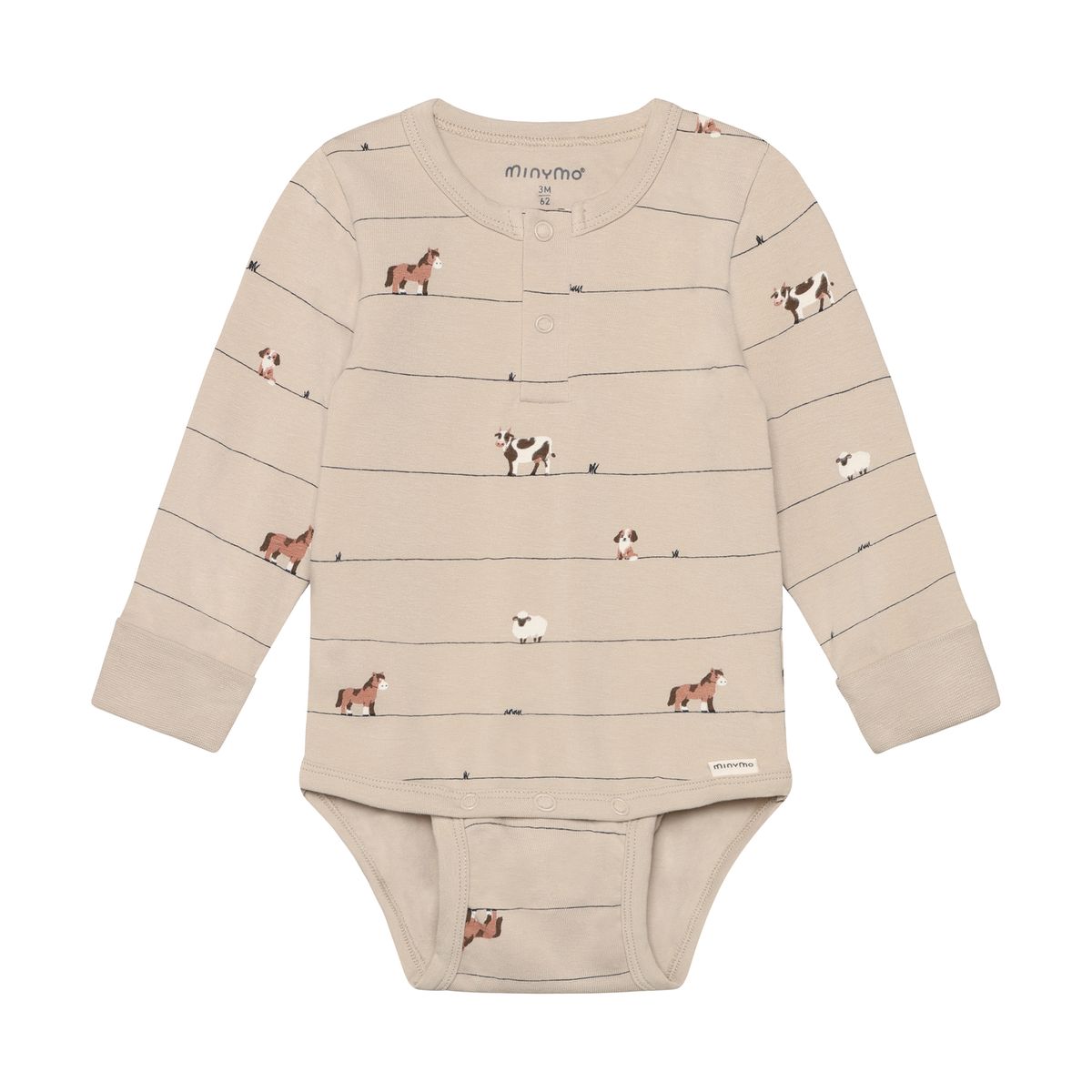 Minymo Body med Print Feather Gray