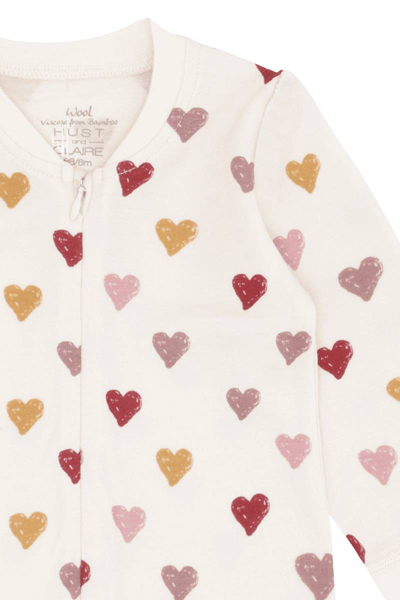 Hust and Claire Manu Hearts Puff Pysjamas Ull Bambus Off White