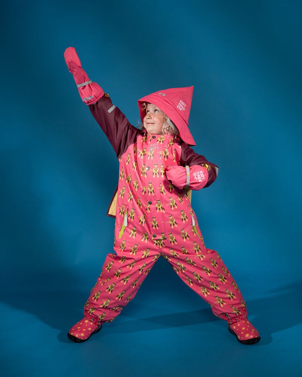Kattnakken Slaps Vinterregndress Superhelt Superrosa
