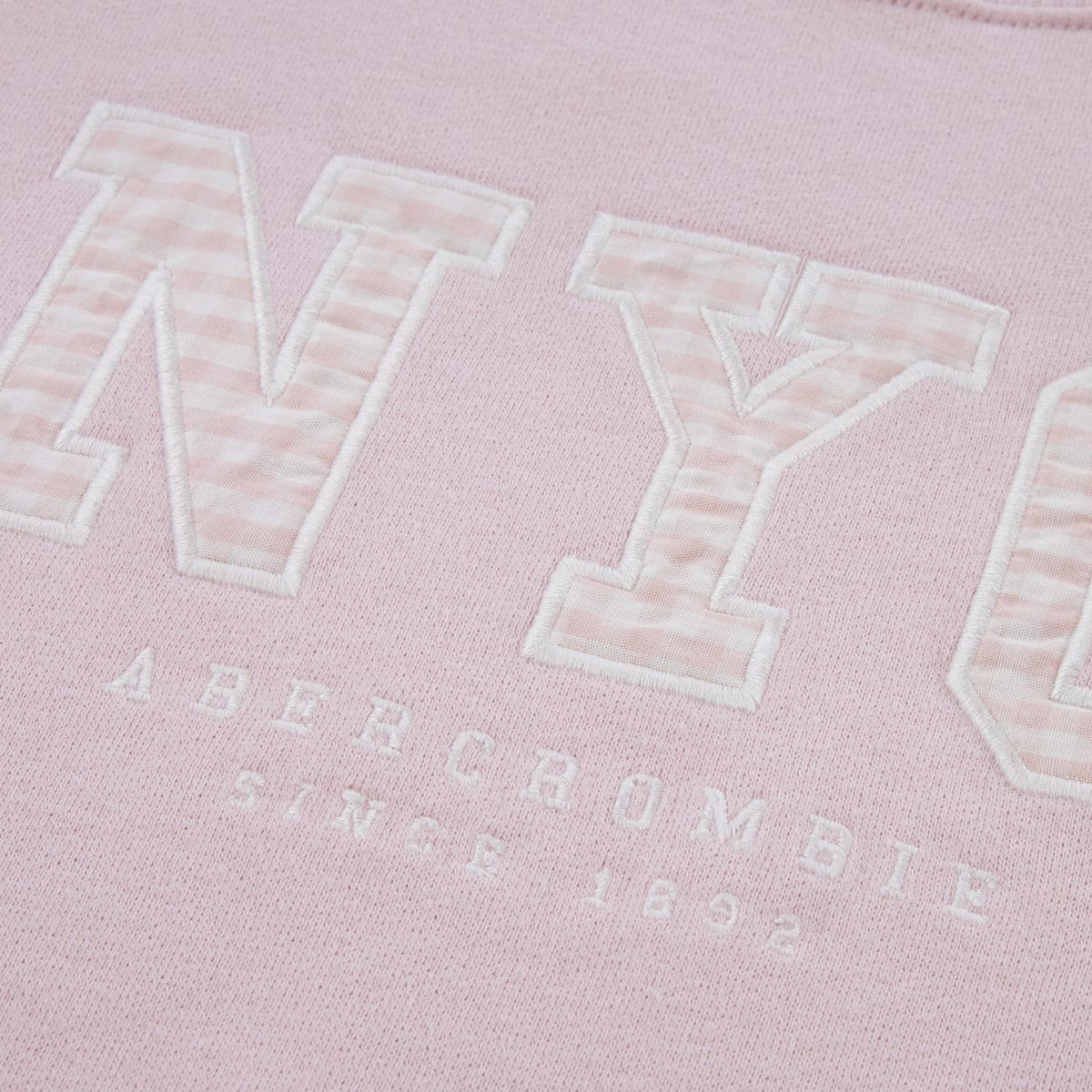Abercrombie Nyc Gingham Sweatshirt Chalk Pink