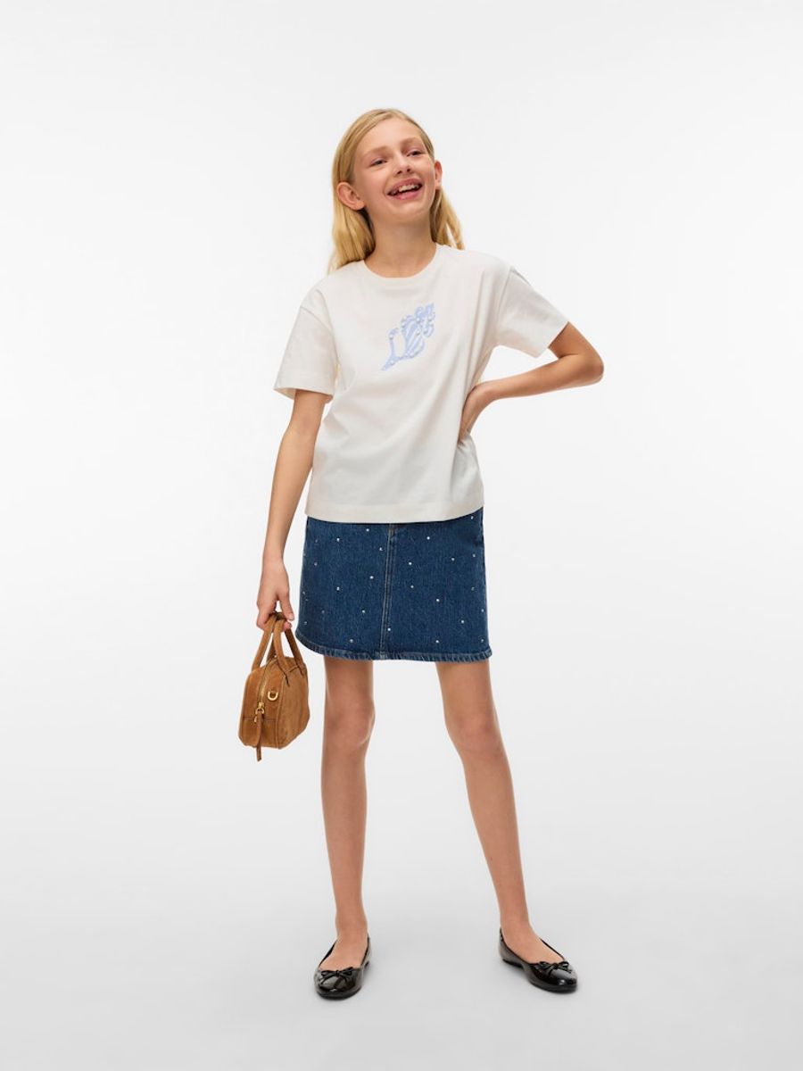 Vero Moda Girl Palma T Skjorte Regular Fit Snow White Shell