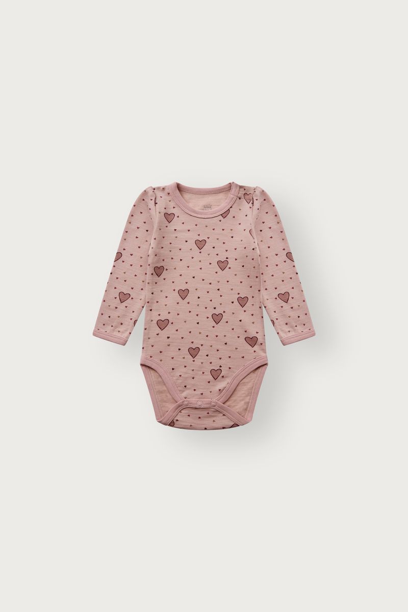 Hust and Claire Baloo Hearts Puff Body Ull/Bambus Dusty Rose