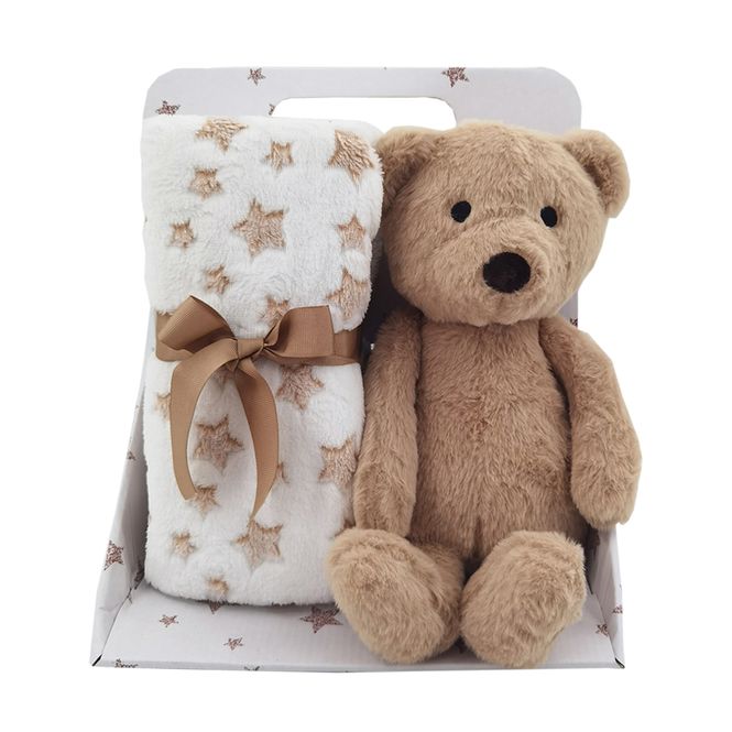 Hovedbilde Carlo Baby Brun Teddybjørn med Babyteppe i fleece